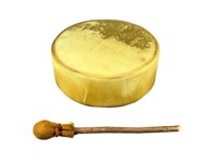 A Rawhide Covered Drum w/ Drumstick