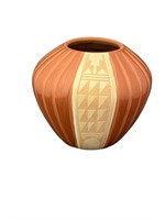 A Jemez Pueblo Carved Southwestern Pottery Vase
