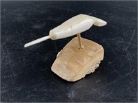 E.K. Primitive ivory carving of a Narwhale on whal