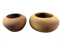 (2) Sculpted Sandstone Bowls By Randy Snider 1988