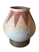 A Southwest Pottery Vase On Wood Stand 18"H x 15"