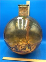 Large Decorative Amber Glass Vase