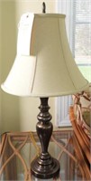 Contemporary brushed nickel font table lamp