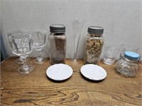 2 Vintage Blue Ribbon Mason Jars + More