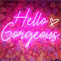 Hello Gorgeous Neon Sign  Pink LED (16.5X10.6)