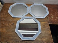 3 Hexagon MirrorsBlue Framed@14inx14inx3/4inThick