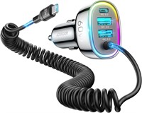 60W USB C Car Charger with 5ft Type C Cable