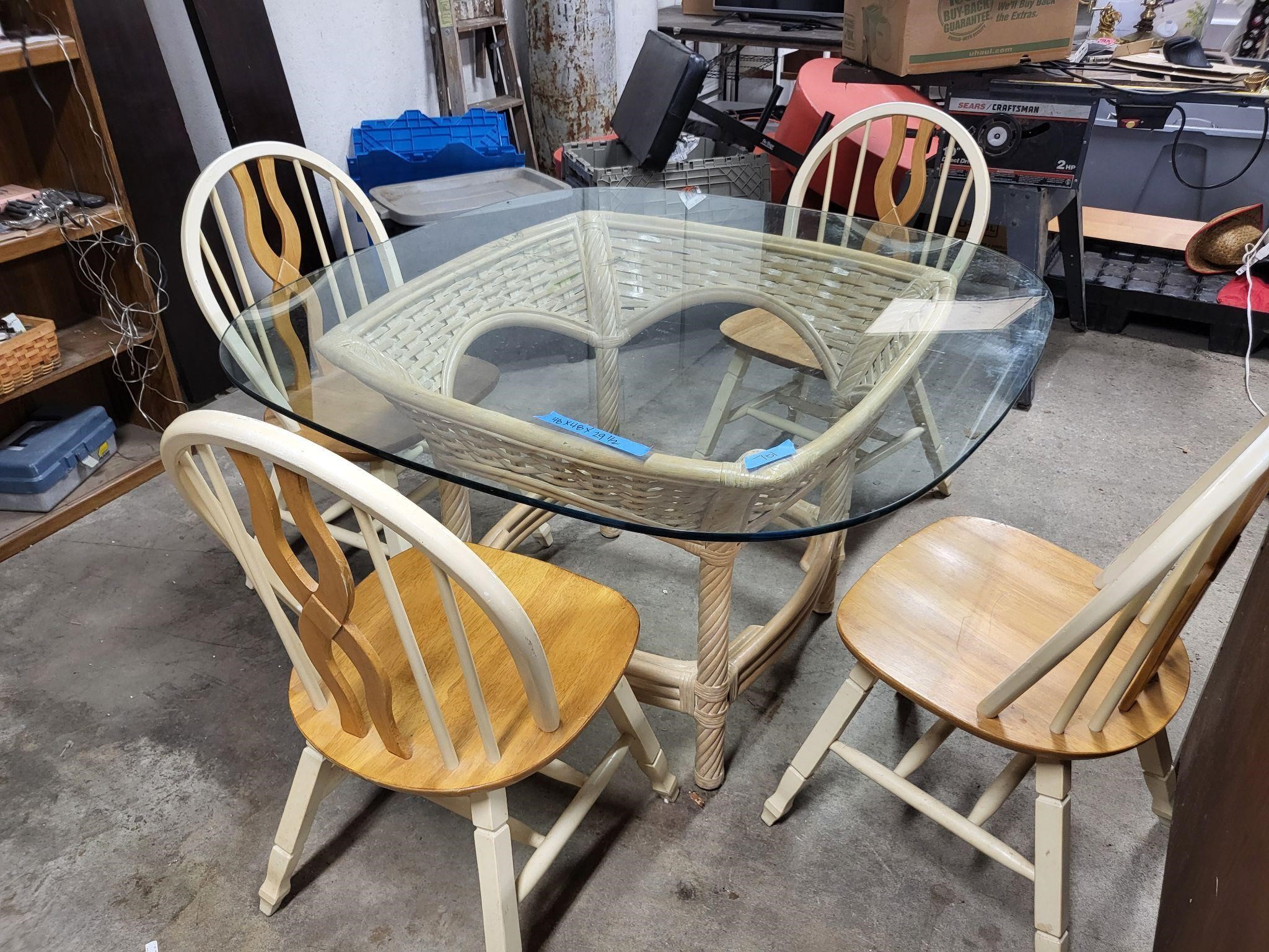 Glass top table and chairs