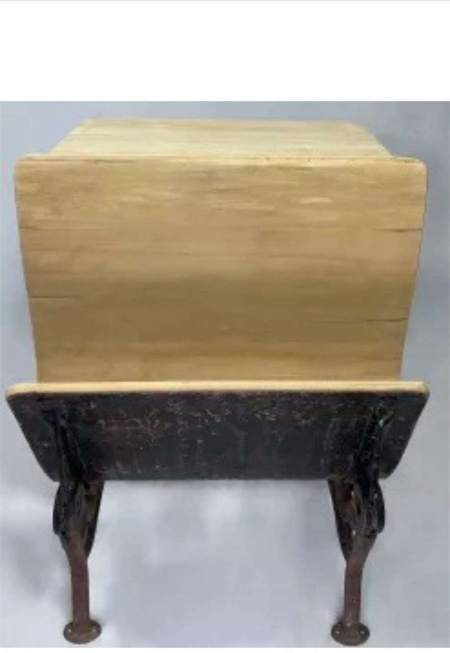 Antique Solid Wood/Cast Iron School Desk
