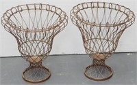 Pr Metal Wire Planters 18"