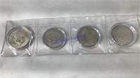 4 Eisenhower silver dollars, 1973, 1974, & 2-