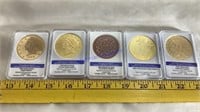 Historical coin replicas, gold layered