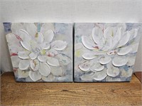 2 CANVAS Styled Floral Pictures@12x12x1.5inThick
