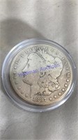 1887 Morgan silver dollar, O
