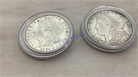 2- 1921 Morgan silver dollars, D