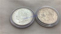 2- 1921 Morgan Silver dollars, D