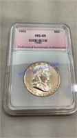 1952 Franklin half dollar, MS 65