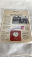 1945 Walking Liberty half & Japan surrender stamp