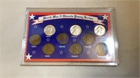 WWII Lincoln penny series coin set