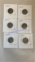6- 1943 steel war pennies