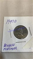 1943 D, penny, double mint mark