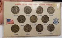 OF) 11 coin silver war nickel set