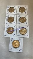 7- Uncirculated $1.00 Presidential coins, 2015