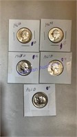 5- silver quarters, pre ‘64