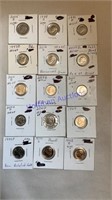 15 Roosevelt dimes, some uncirculated