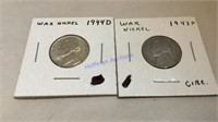 2- War nickels, 1943 & 44