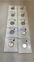 10 silver Roosevelt dimes, Pre 64