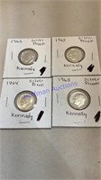 4- Silver proof dimes, pre 64