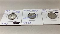 3 dimes, 10 cents, 1998, 2003, 2015