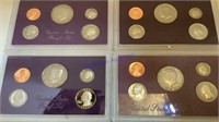 4 US Proof coin sets, 1985- 1988