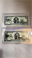 2- $2.00 Federal Reserve notes, Alabama & N.