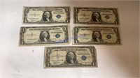 5- 1935 $1.00 silver certificates
