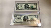 2- $2.00 Federal Reserve notes, Tennessee &