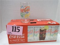 10 PC COCA COLA INDIANA GLASS GLASSES IN BOX