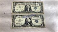 2- 1957 A $1.00 Silver certificates