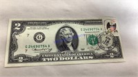 1976 $2.00 bill w/ 13 cent stamp & postmark
