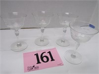 4 CRYSTAL ETCHED GLASSES