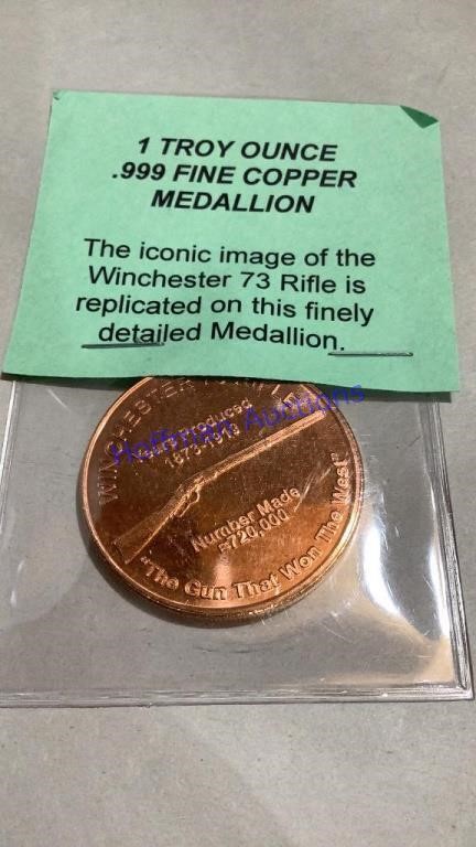 1 Troy ounce .999 Fine Copper, Winchester