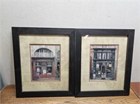 2 Framed Rustic Store Front Pictures@12.75Wx15inH