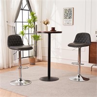 Set of 2 Grey Faux Leather Bar Stools