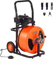 VEVOR 100FT Sewer Snake Machine  Orange  Black