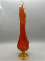 Amberina Art Glass Elegant Footed XL Bud Vase