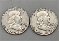 (2) 1961 D Franklin Half Dollar Coins