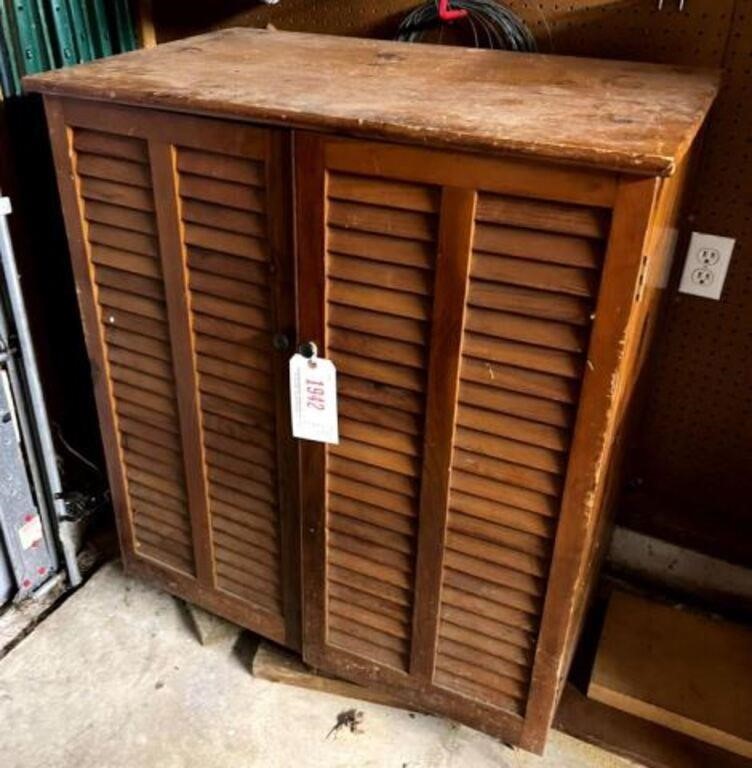 Pine two door “Blind Door” style storage cabinet