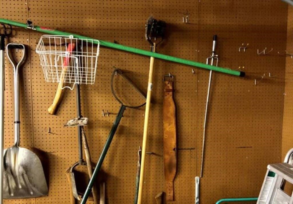 Entire Pegboard Wall Section of garden tools