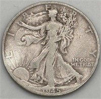 1945 D Walking Liberty Half Dollar Coin